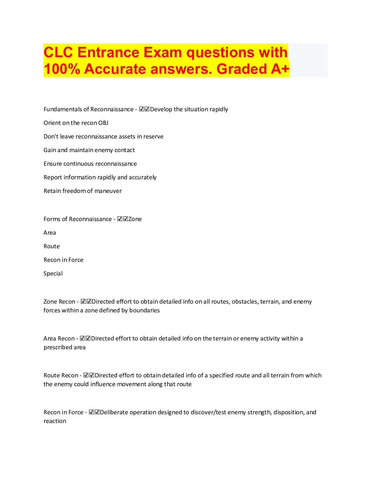 CLC Exam Questions with 100 Accurate Answers. Graded A+ Browsegrades